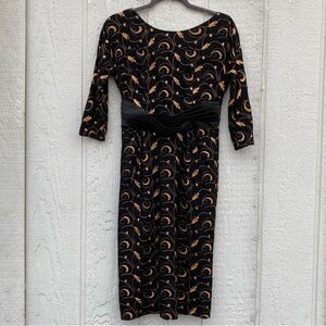 Bundle 3 for 50% off 1950s-60s Black Cocktail Dress with Golden Tan Embroidery